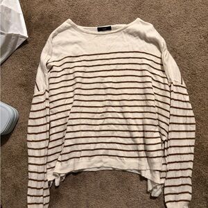 Ruti Cream & Brown Striped Lightweight Sweater